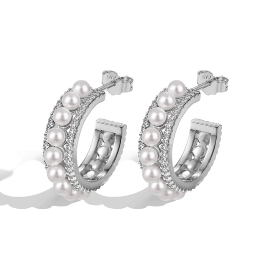 Royal Pearls Hoop Earrings