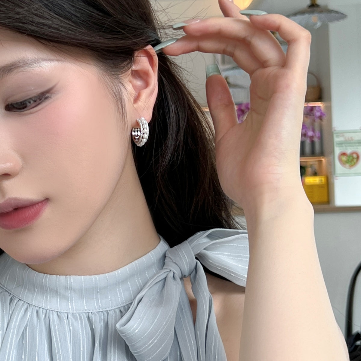 Royal Pearls Hoop Earrings