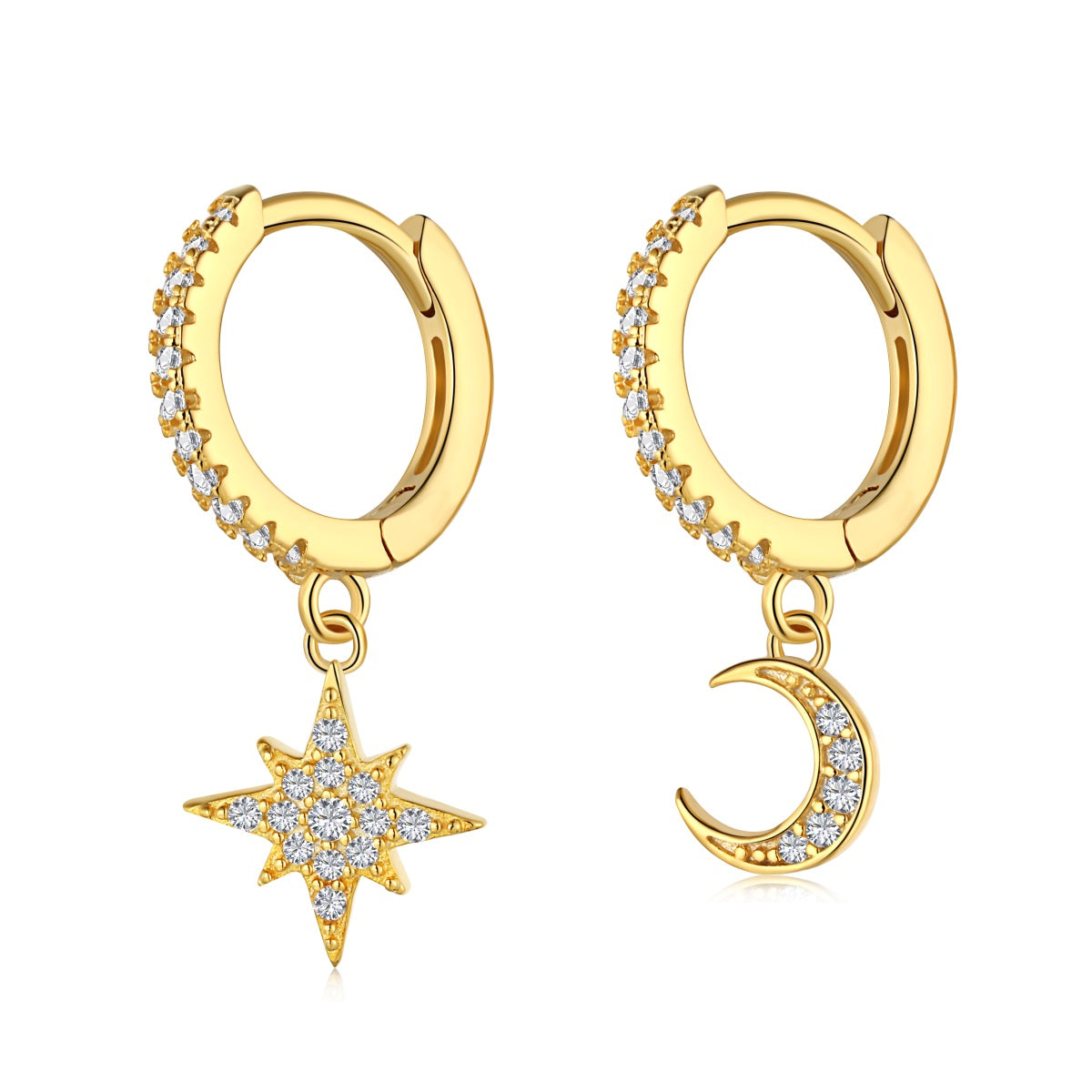 Moon and Star Earrings