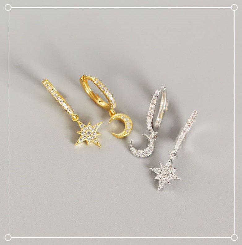 Moon and Star Earrings